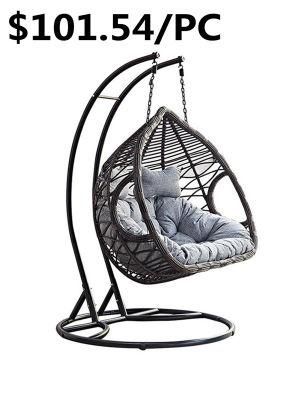 Fashion Rattan Wicker Double Seat Hanging Egg Patio Swing Chair