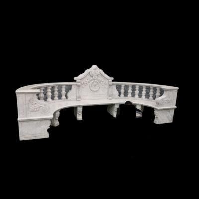 White Marble Curved White Marble Carving Garden Bench