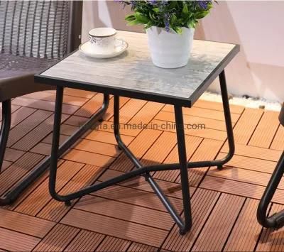 Patio Outdoor Furniture Aluminum Plastic Wood Top Tea Table