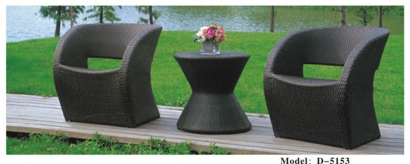 3PCS Outdoor Wicker Patio Set, Rattan Bistro Set with Table Cushioned Chairs, Patio Convention Set Dining Table Set for Garden Yard Porch, Space Saving Design