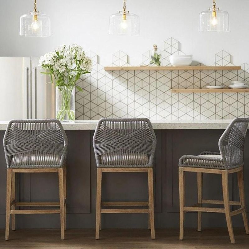 Olive Rope Braided Back Aluminum Dining Chair Waterproof UV Resistant