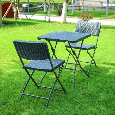 New Arrival Garden Set Rattan Portable Folding Table for Outdoor