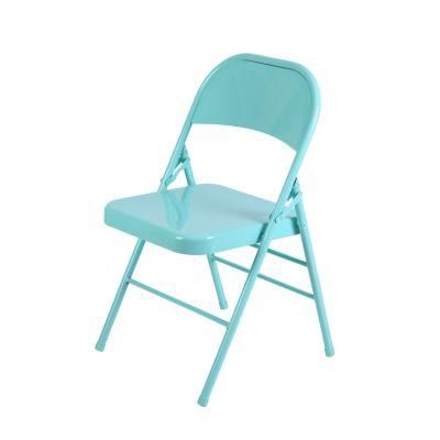 Manufacturer Low MOQ Fast Delivery Custom Travel Camping Light Blue Folding Chairs