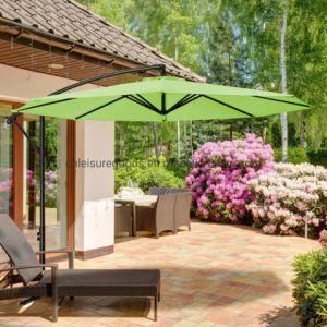 Outdoor Backyard Deck Umbrella with Crank &amp; Cross Base, Easy to Instal Cantilever Patio Umbrella