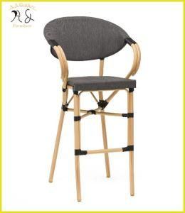 Nordic French Furniture Metal Frame Bamboo Looking Rattan Bar Stool Chair