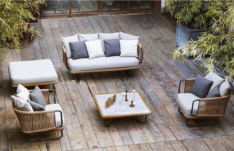 Hot Sale Modern Outdoor Furniture Aluminum Leg Hotel Villa Home Garden Patio Rattan Leisure Sofa Furniture