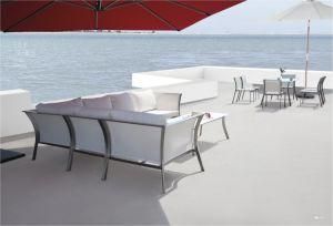 Stainless Steel Outdoor Sectional Sofa Set with White Textilene