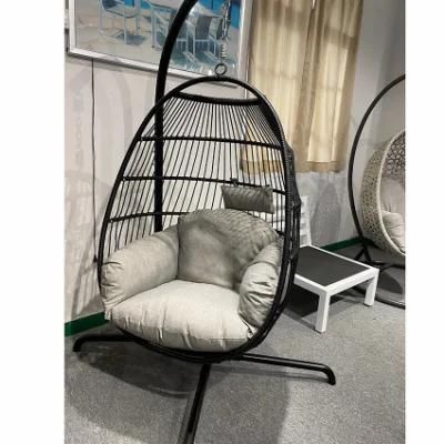 New OEM Foshan Outdoor Furniture Rattan Hanging Egg Swing Chair with Stand