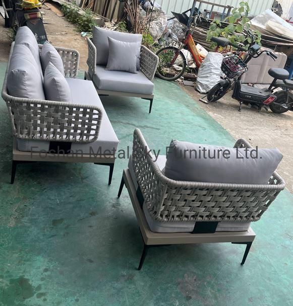 Outdoor Hotel Restaurant Patio Garden Aluminum Rattan Wicker Rope Sofa