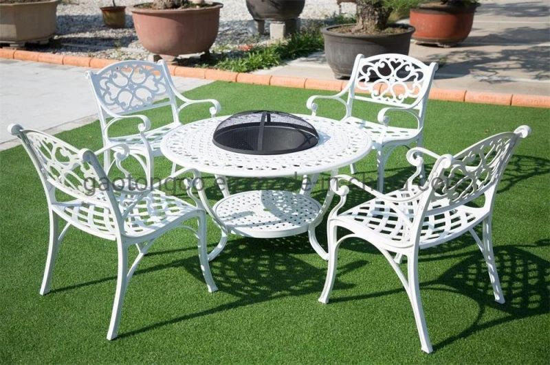 Luxury Patio Furniture Aluminum Powder Coated Garden Table Chairs Set