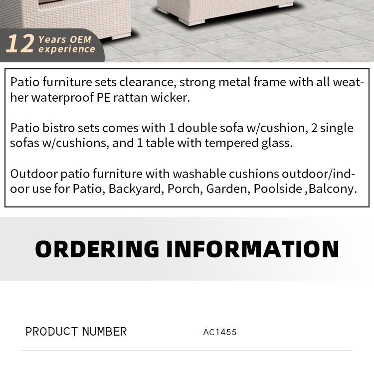 Modern Hot Sale Outdoor Garden Sets Rattan Sofa Set