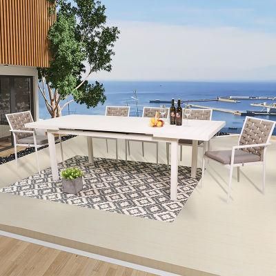 China Modern Extendable Outdoor Table and Chairs Manufacturer Outdoor Dining Sets for 6 Garden Furniture