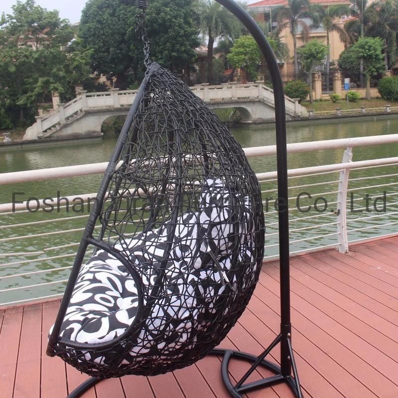 Outdoor Patio Garden Rattan Wicker Hanging Cane Swing Chair with Stand in Double Seater