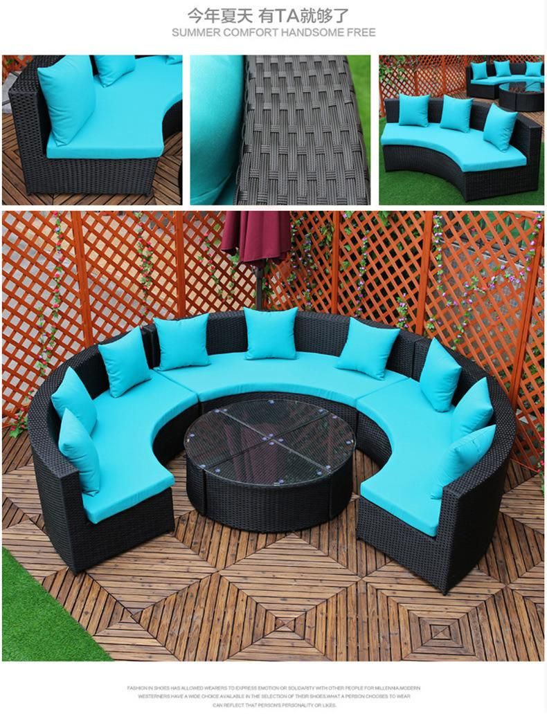Round Rattan Sofa Leisure Sofa Tea Table Combination Sofa