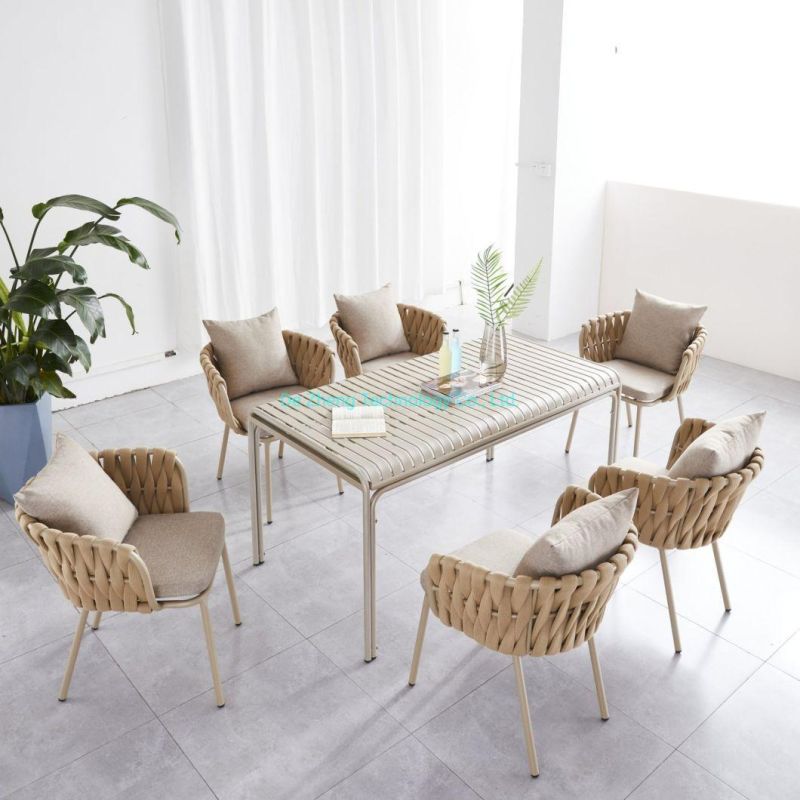 Chinese Manufacturer Garden Rope Dining Chair Restaurant Metal Chair and Table All Day Bistro Terrace Outdoor Furniture