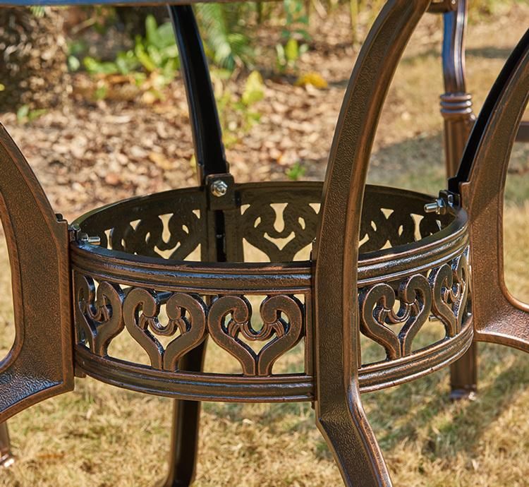 4 Seaters Outdoor Garden Patio Furniture Luxury Conversation Set Cast Aluminum with Round Table