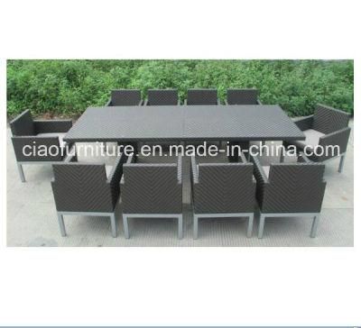 China Fishbone Weaving Wicker 10PCS Chair Dining Table Sets