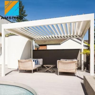 Customized Aluminium Waterproof Strong Canopy Outdoor Garden Gazebo Aluminium Louver Bioclimatic Pergola with Curtain