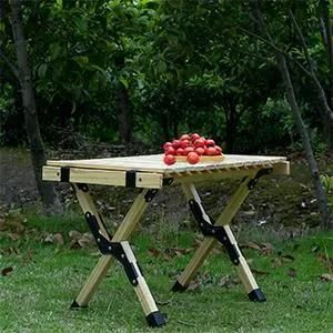 2022 Great Price Sturdy Solid Material Natural Wood Camping Table