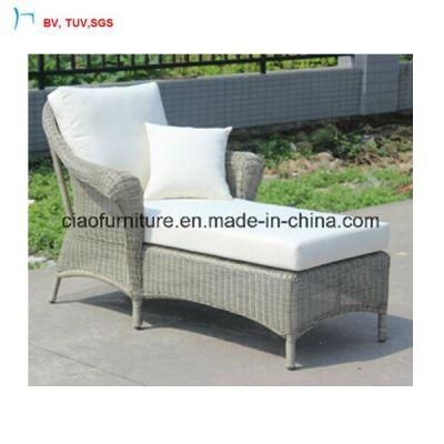 C-Outdoor Garden Round Rattan Antique Style Chaise Lounger