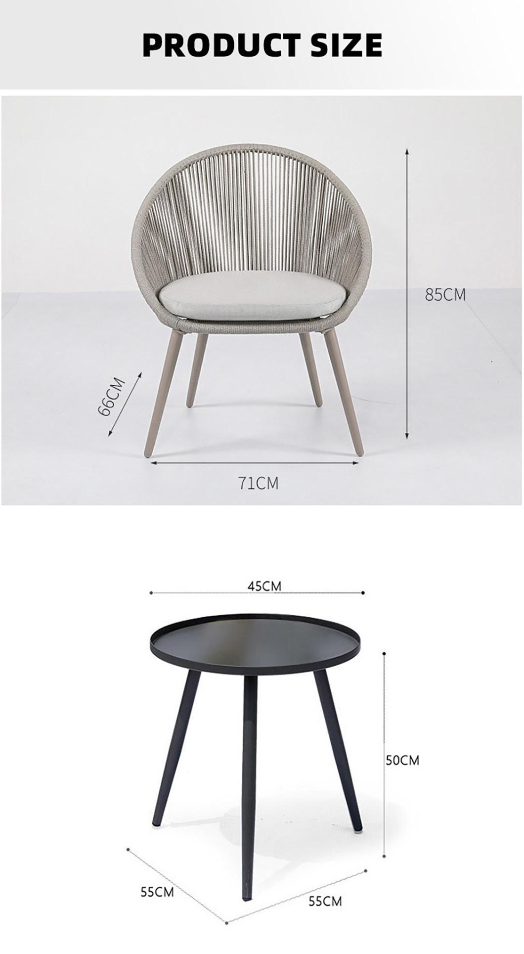Garden Outdoor Bistro Aluminum Rope Dining Chair High Quality Wholesale