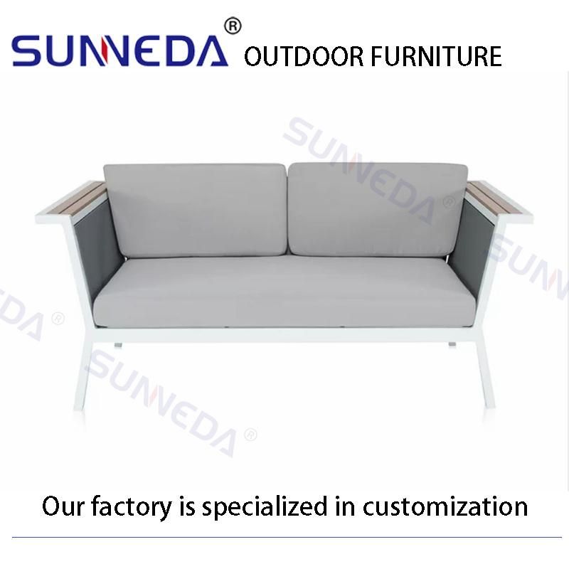 Modern Design Aluminum Frame Outdoor Sofa with Plastic Wood Seat