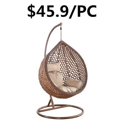 Best Design Headrest Outdoor Garden Wicker Ratten Hanging Swing Chair