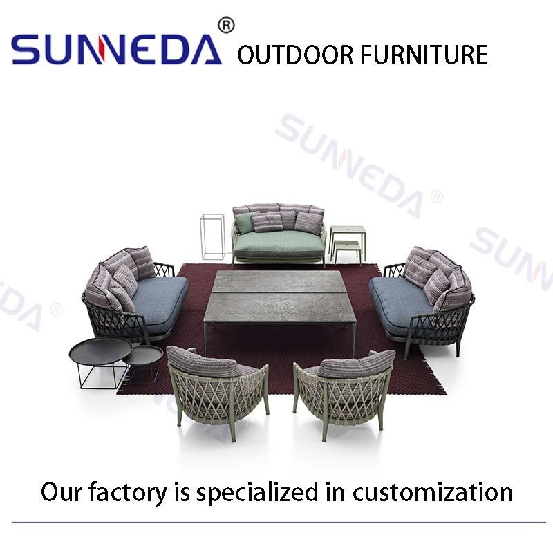 High Quality Patio Nordic Style Cushion Weaving Sofa Furniture Set