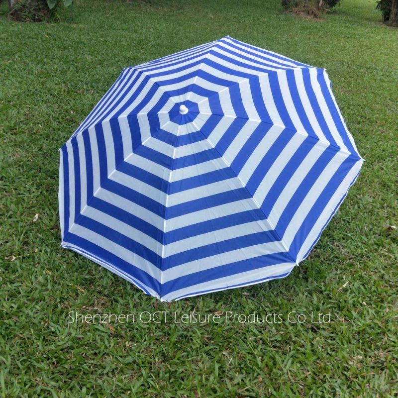 2 Meter Classic White/Blue Stripe Beach Garden Umbrella (OCT-BU19013)
