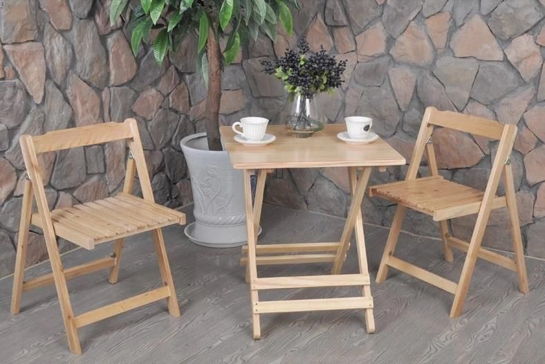 Outdoor Folded Table and Chair Wooden Garden Set (M-X1028)
