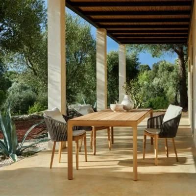 Simple Style Teak Oval Table and Bench Dining Set Outdoor Furniture
