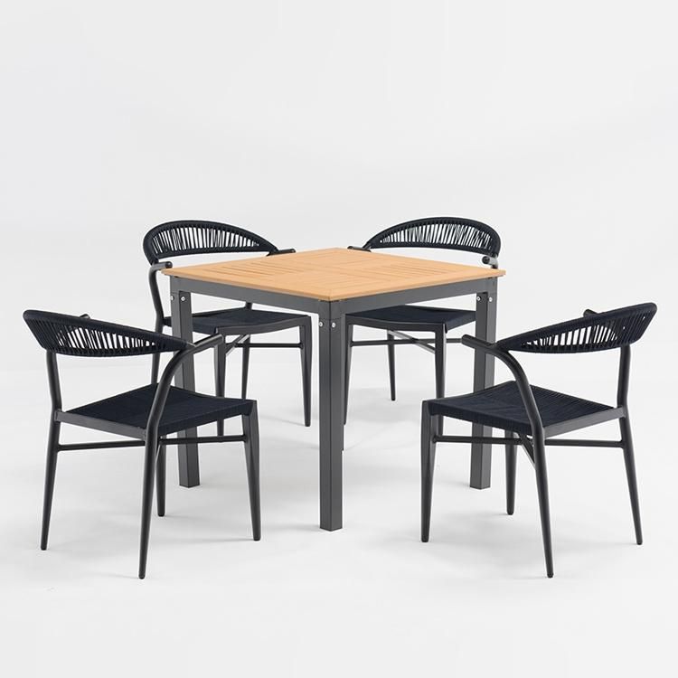 Handmade Outdoor Leisure Furniture Sets Woven Rope Garden Chair with Plastic Wood Table