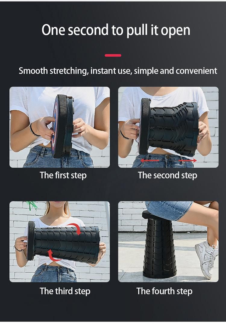 2022 Upgraded Outdoor Garden Plastic Pocket Portable Telescopic Stool Extension Retractable Folding Stool