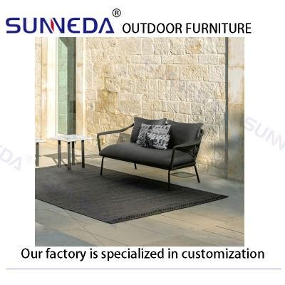 Modern Garden Aluminum Sofa Marble Surface Table Contemporary Elegant Furniture