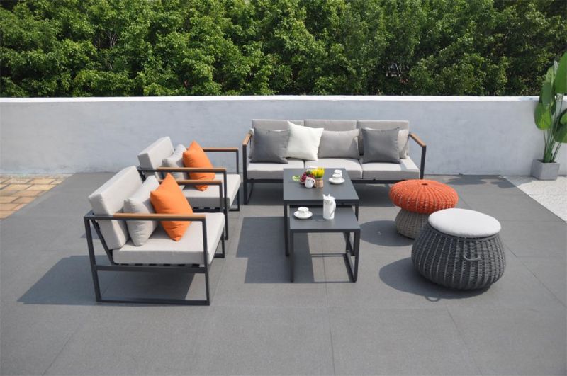 Modern Garden Furniture Sofa Patio Rattan Lounge Set Hotel Home Aluminum Leisure Sofa Set with Storage Box
