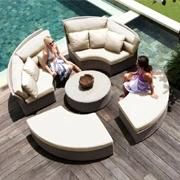 Modern Design Factory Selling Ratan Sunbed Set for Outdoor Leisure