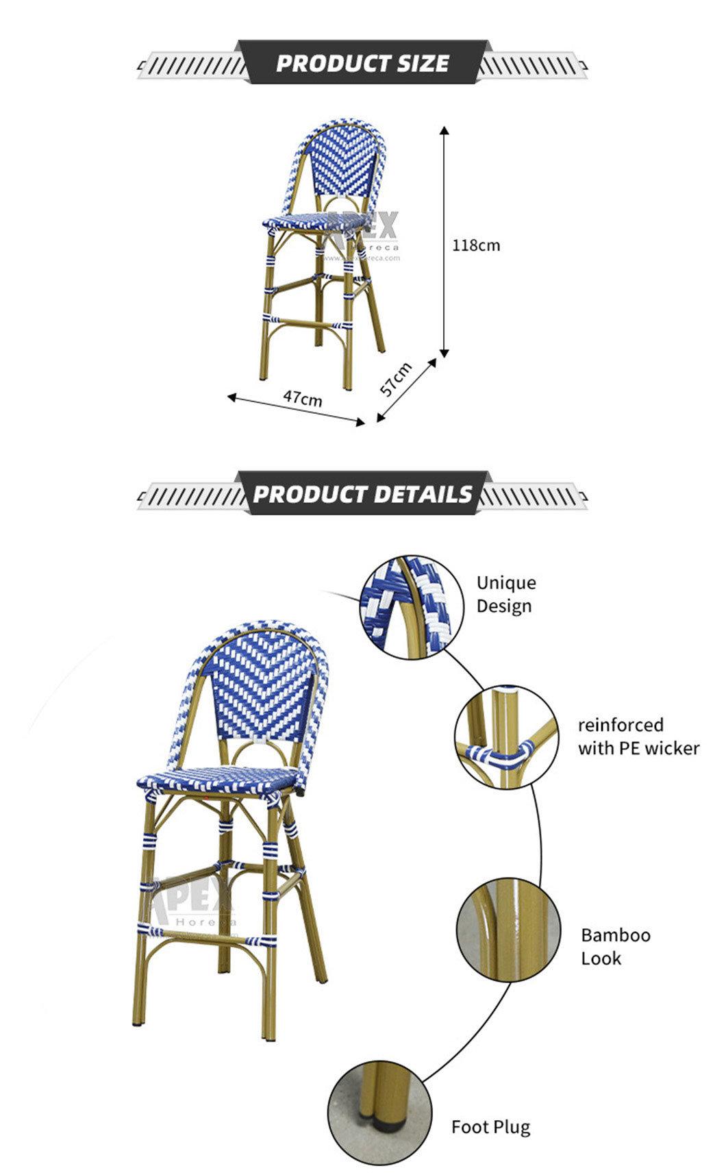 Weather Proof Outdoor Aluminum Rattan Bistro Bar Stool Chair