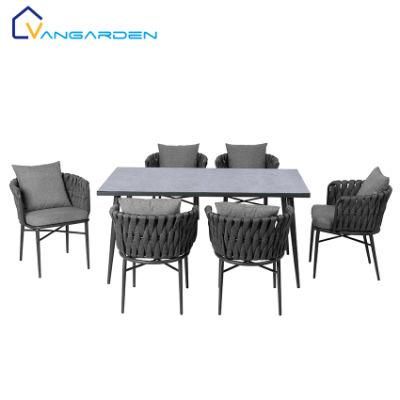 Vangarden High Quality Aluminum Rope Outdoor Restaurant Garden Table and Chair Set