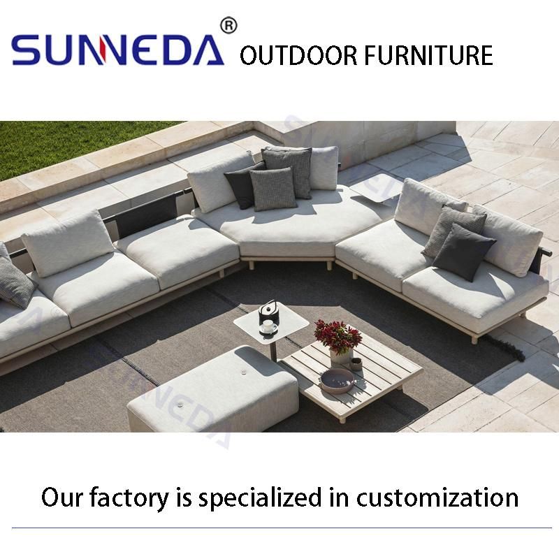 with Waterproof & Back Cushion Aluminum L Shape Garden Sofa Set for Home