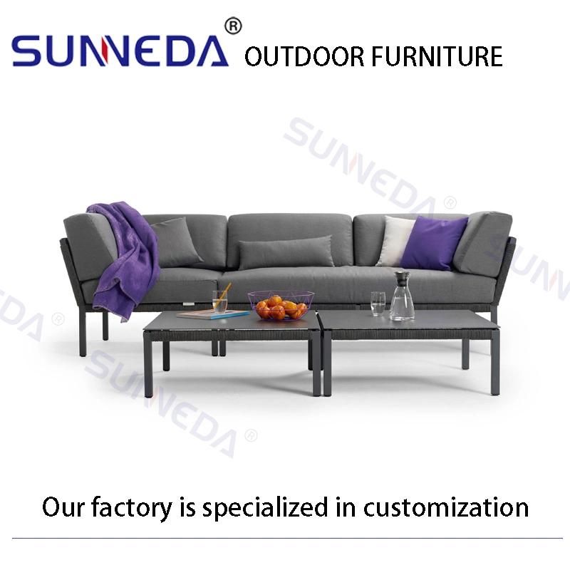 Factory Custom Outdoor Furniture with Soft Cushion Living Room Villa Garden Sofa Set