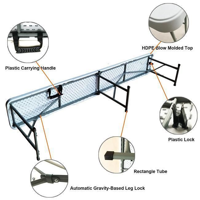 High Quality Outdoor Garden Patio Portable Plastic White Folding Bench