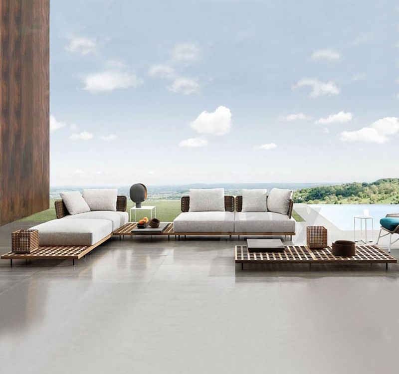 Wholesale Durable Aluminum Frame Rattan Rope Home Furniture Outdoor Sofa