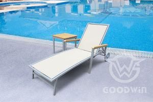 Outdoor Pool Furniture Plastic Fabric Antique Chaise Lounge Set with Table