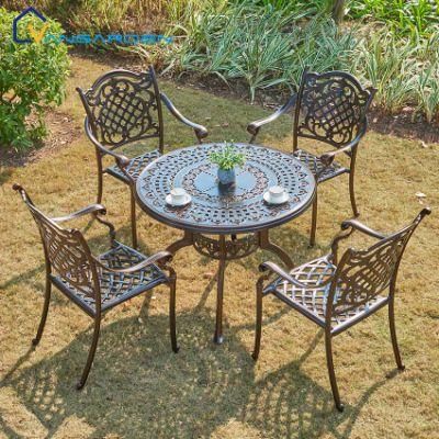 Classical Design Outdoor Cast Alumium Table Set Gardent Furniture with Antique Style Chair