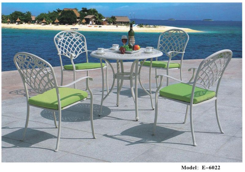 5 Pieces Garden Cast Furniture, Patio Dining Table and Chair Sets in Dark Brown Color