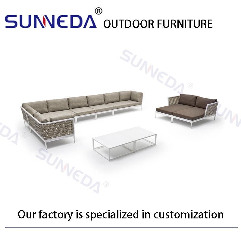 Outdoor Contemporary Sofa Artistic Table with White Silk Screen Glass