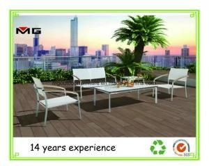 Metal Garden Sofa UV Resistant White Textilene Outdoor Furniture