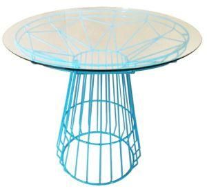 Iron Diamond Wire Glass Top Dining Table