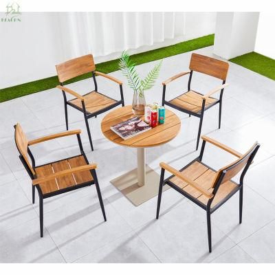 Hotel Garden Furniture Outdoor Plastic Wood 4 Seater Dining Chair Table Set