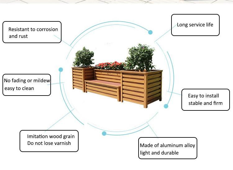 Outdoor Steel Imitated Wooden Planter Box Street Pots Outdoor